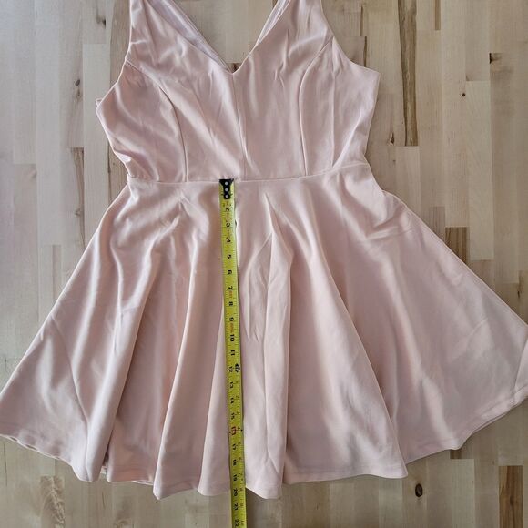 NWT Fit And Flare Skater Dress, Peach, Ballet, V-Neck,  Hidden Zipper - Sz L - Picture 3 of 8